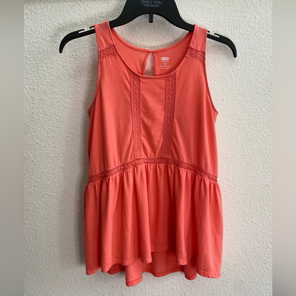 Girls Flowy Peach Tank, Old Navy teen size 14 (XL)